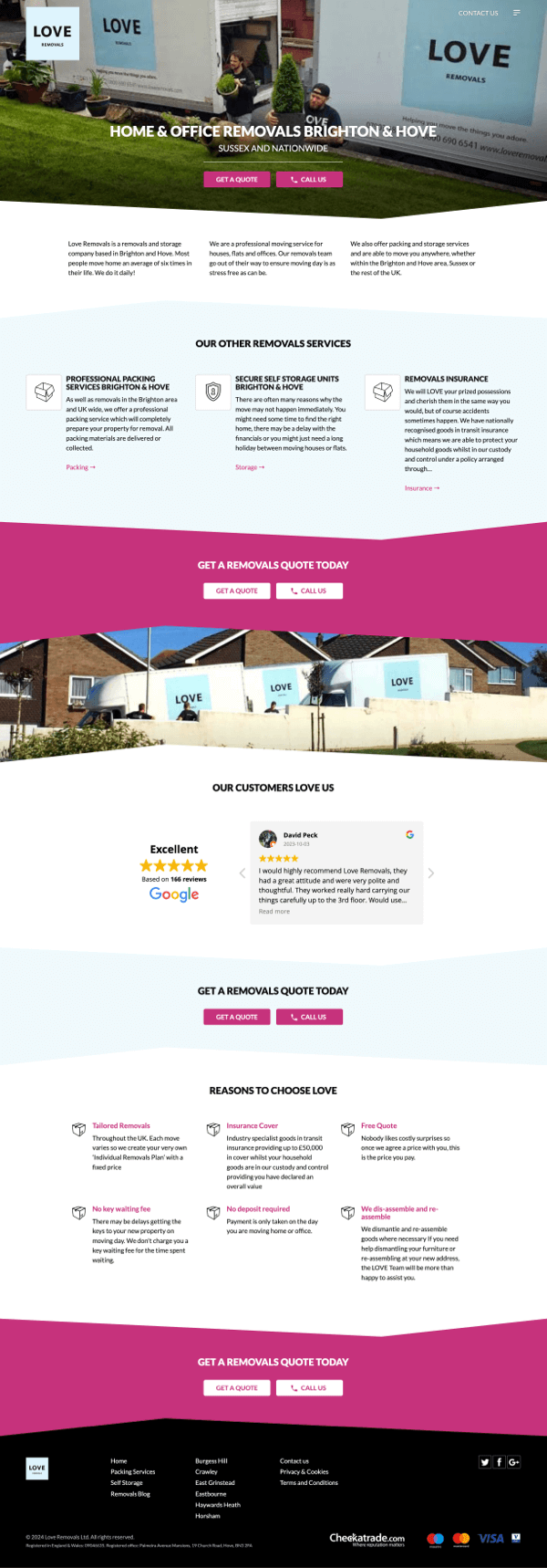 Love Removals (Website simulation on a laptop)